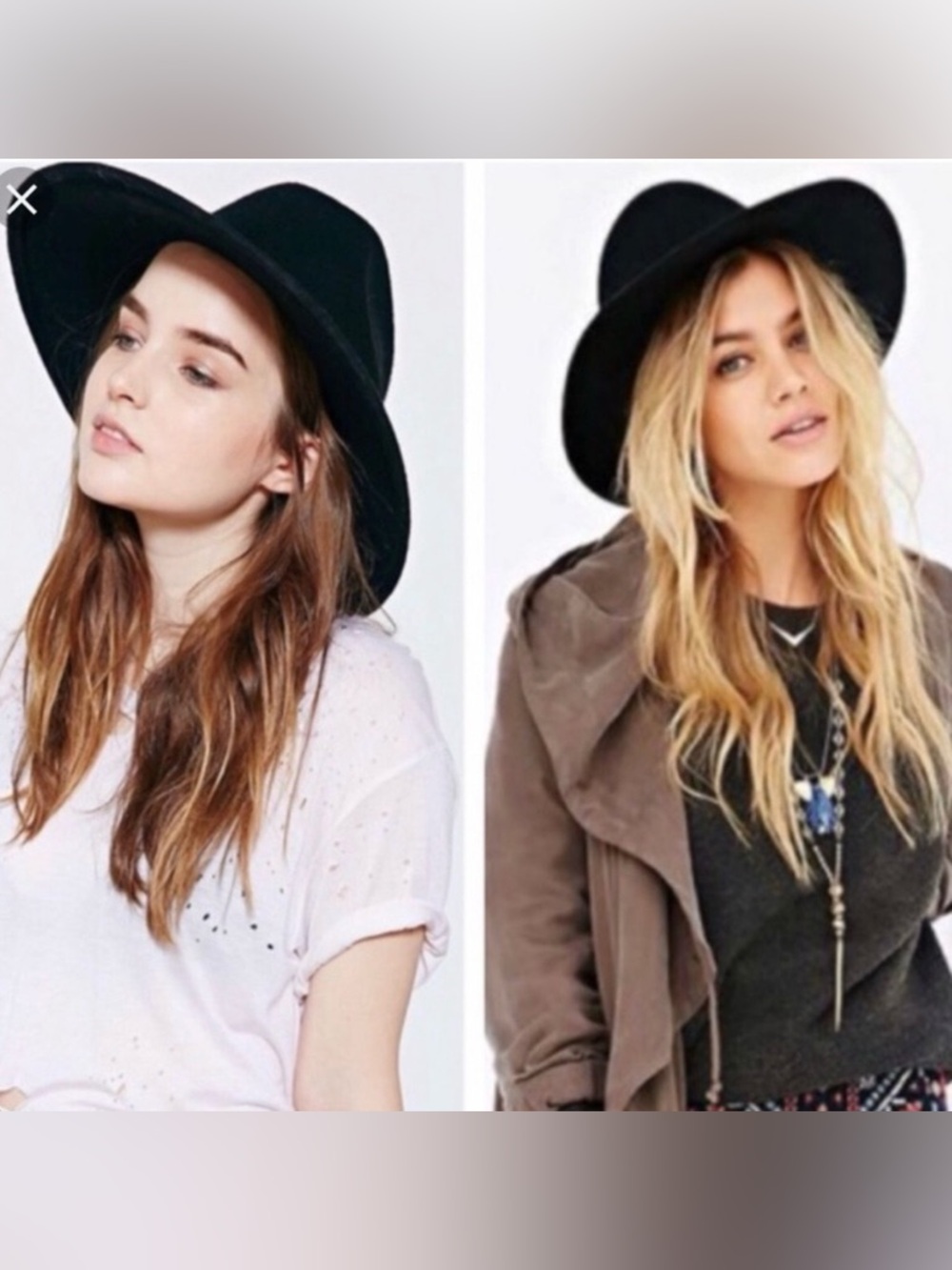 Urban Outfitters Wide Brim Black Fedora Hat Wool NWT